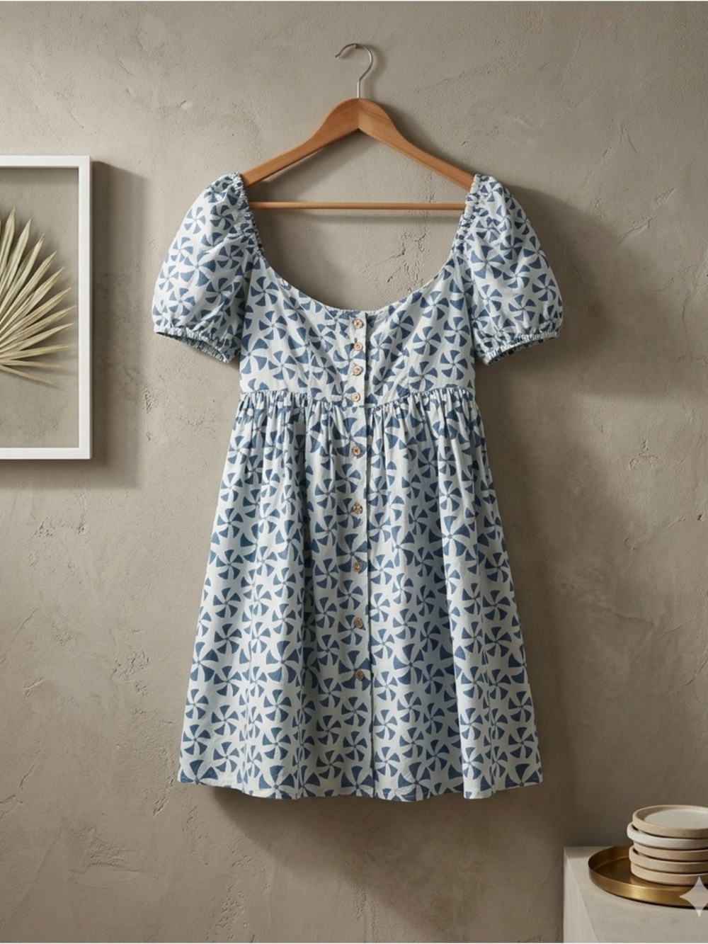 Ciao Lucia x Ron Herman Diana Blue Pinwheel Babydoll Mini Dress NWT Small